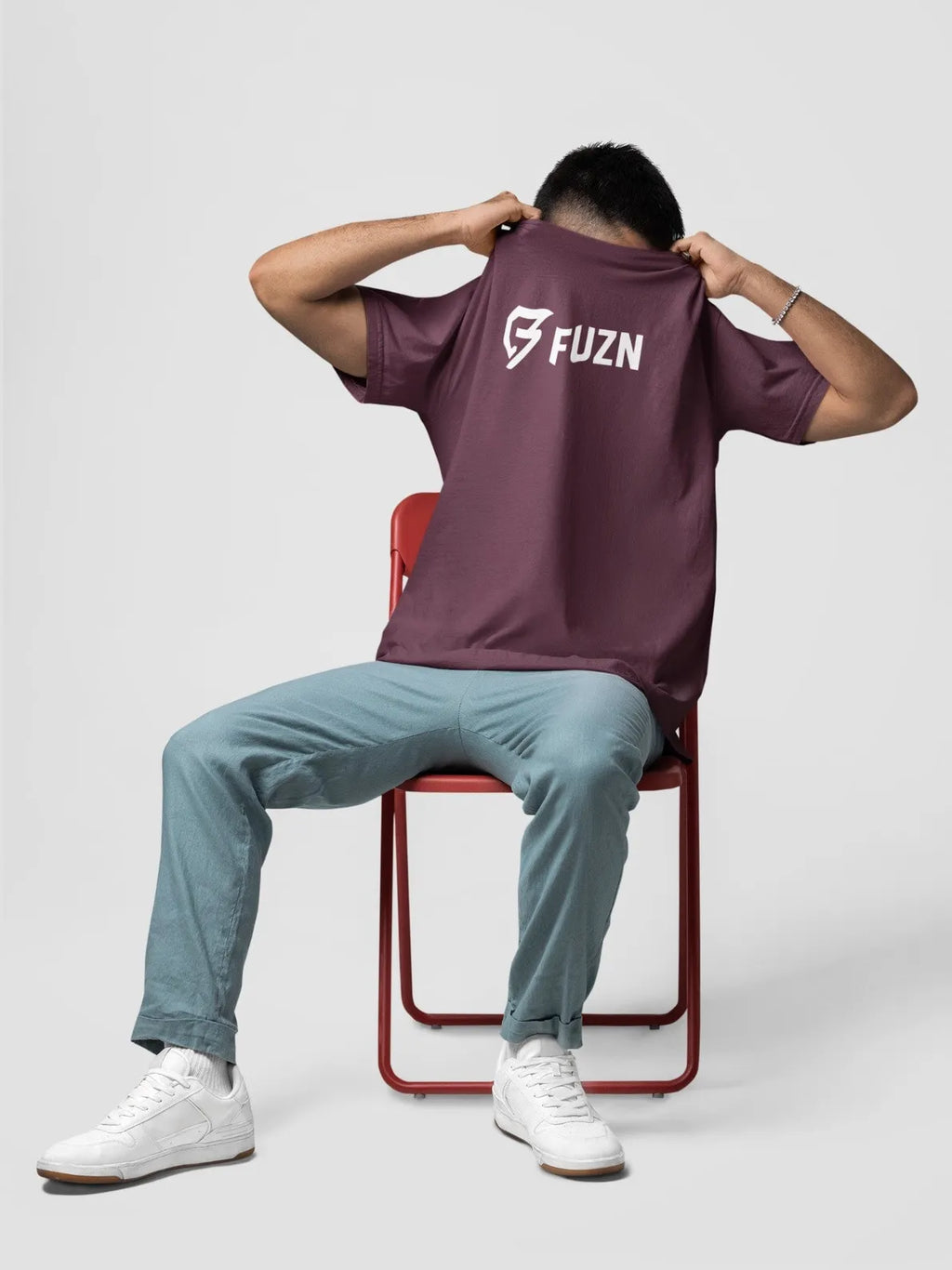 Fuzn Round Neck T-Shirt Maroon