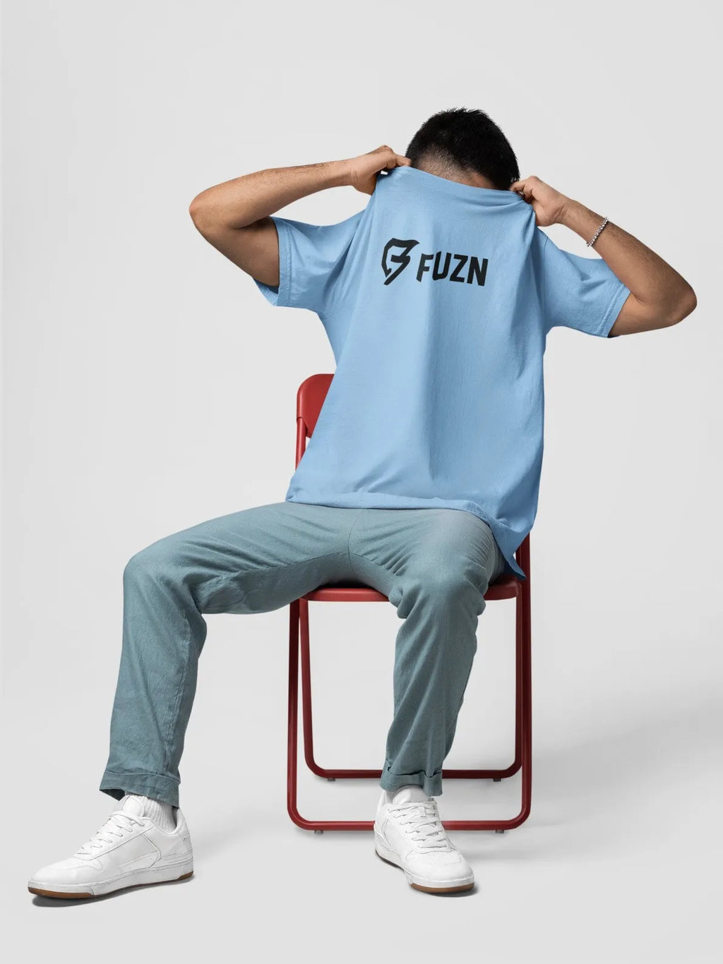Fuzn Round Neck T-Shirt Sky Blue
