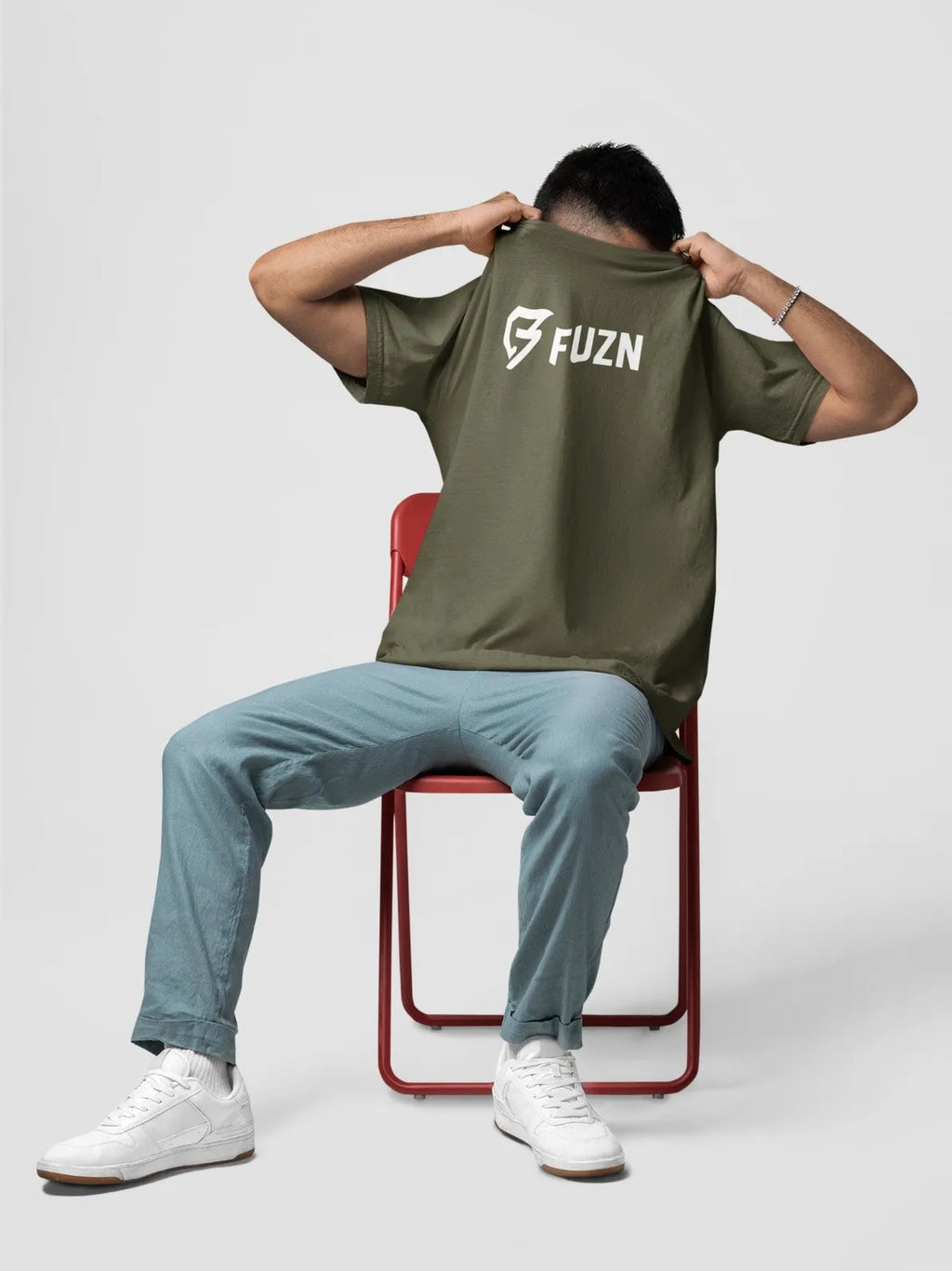 Fuzn Round Neck T-Shirt Olive Green