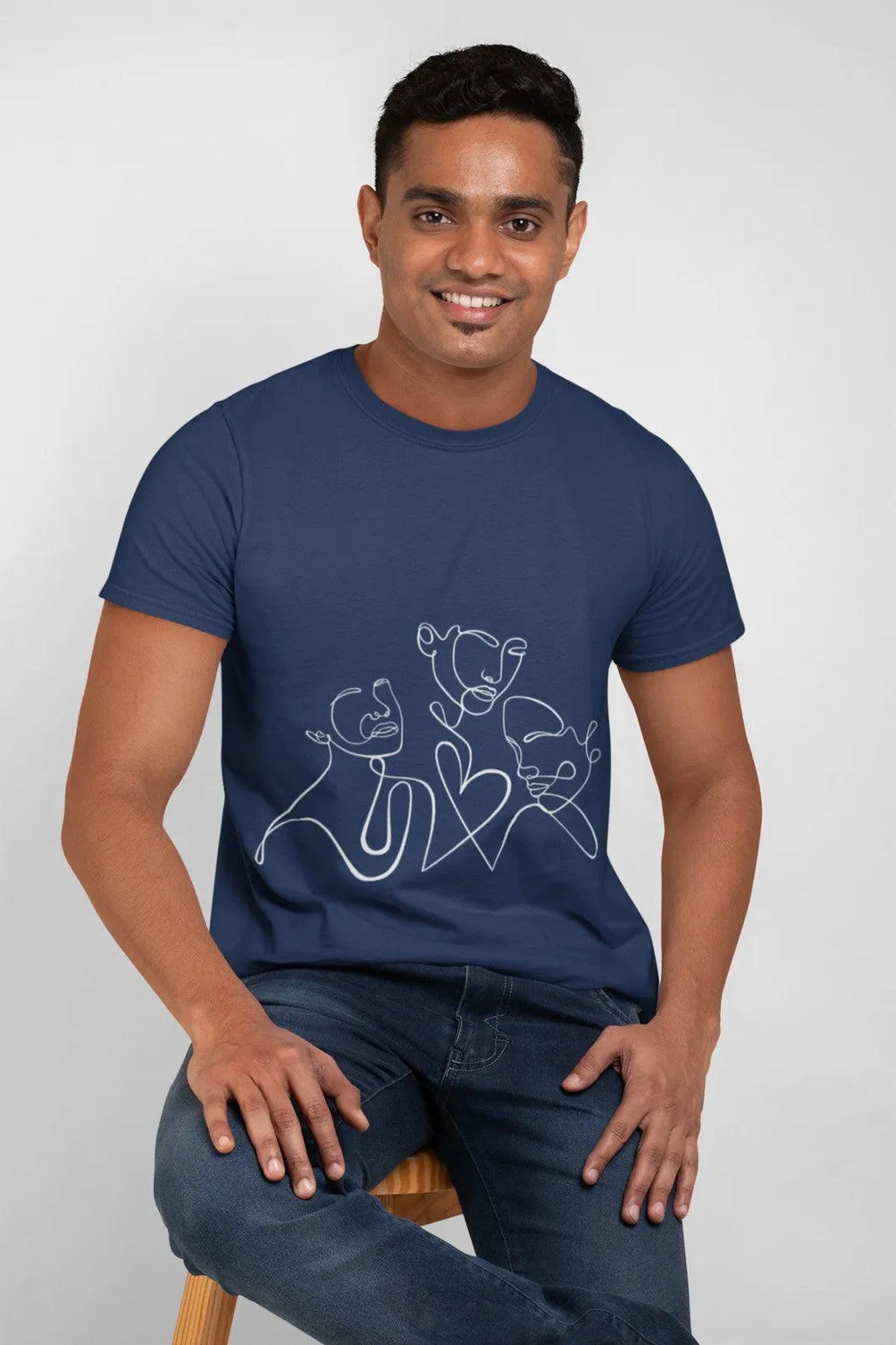 Round Neck T-Shirt Blue Design