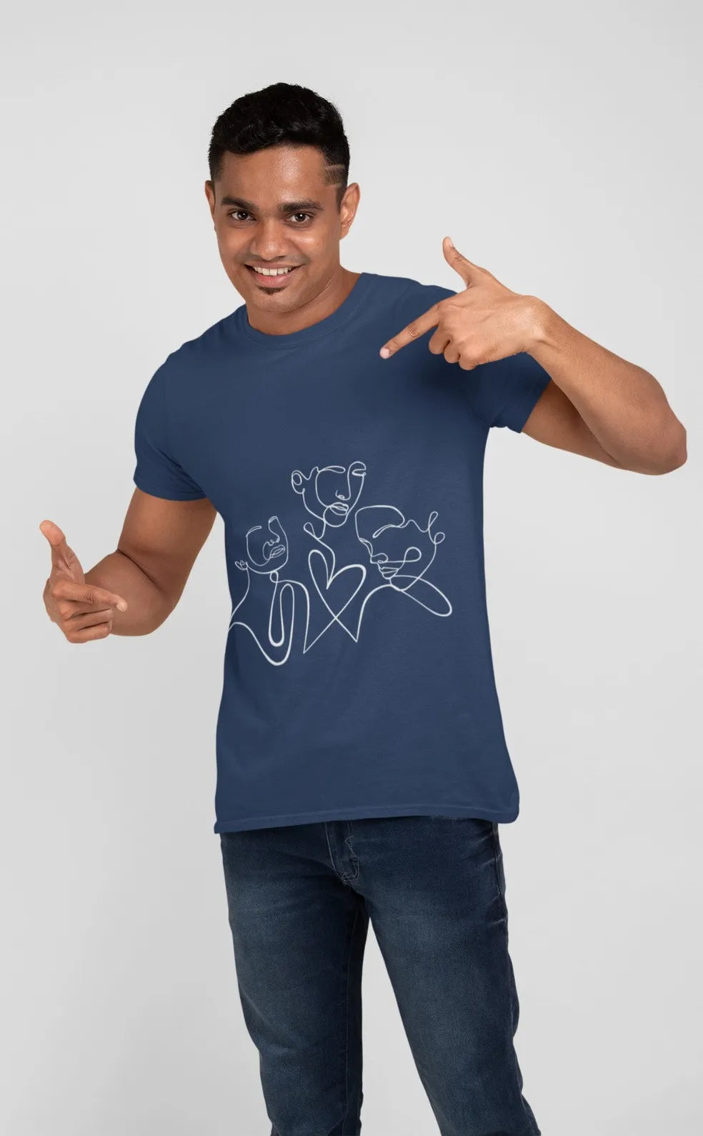 Round Neck T-Shirt Blue Design