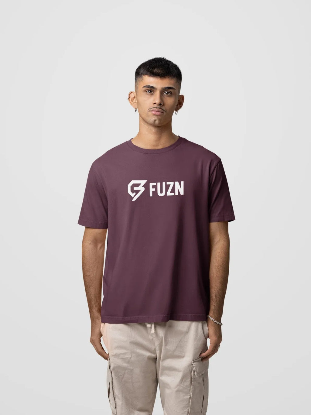 Fuzn Round Neck T-Shirt Maroon