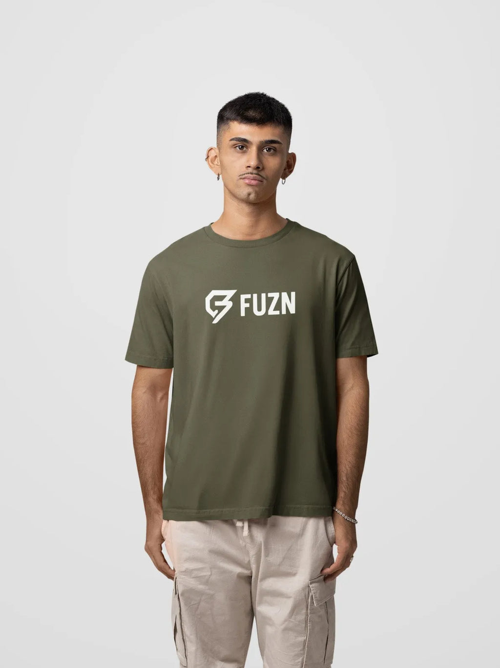 Fuzn Round Neck T-Shirt Olive Green
