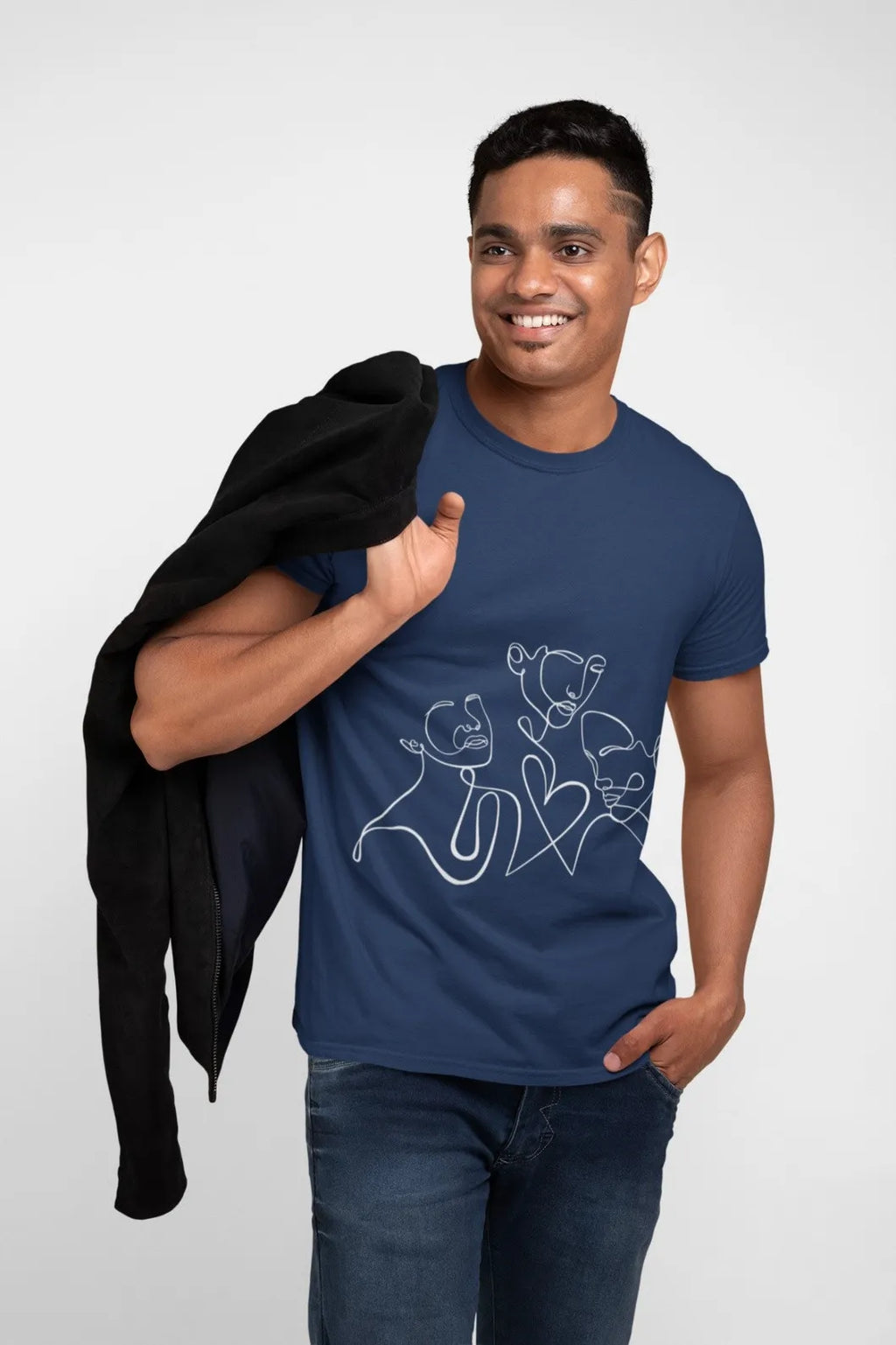 Round Neck T-Shirt Blue Design